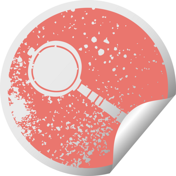 Sıkıntılı dairesel soyma etiketi bir insan tarafından çizilmiş ilginç bir büyüteç.