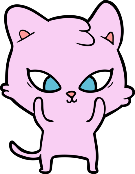 Bir insan tarafından çizilmiş sevimli çizgi film kedisi.