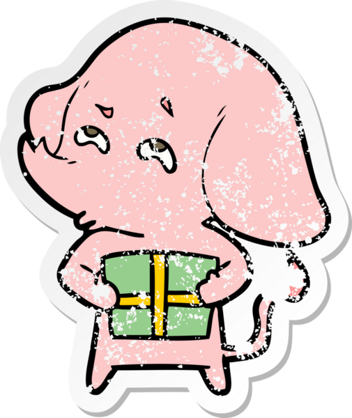 Bir insan tarafından çizilmiş hediye hafızalı karikatür filinin sıkıntılı çıkartması.