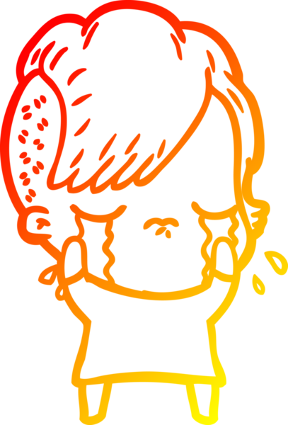 Bir insan tarafından çizilmiş, ağlayan bir çizgi film çizimi.