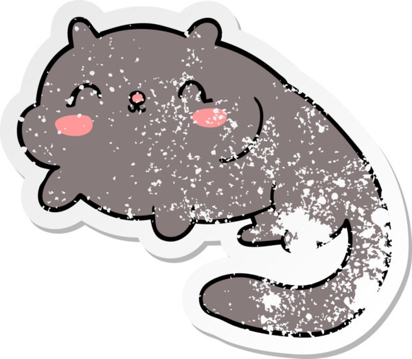 Bir insan tarafından çizilmiş karikatür bir kedinin sıkıntılı çıkartması.