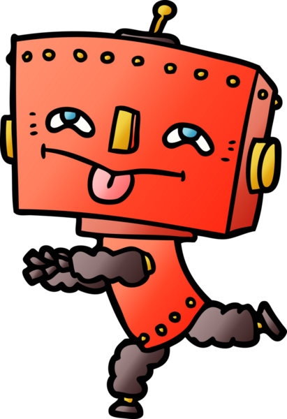 Bir insan tarafından çizilmiş çizgi film robotu