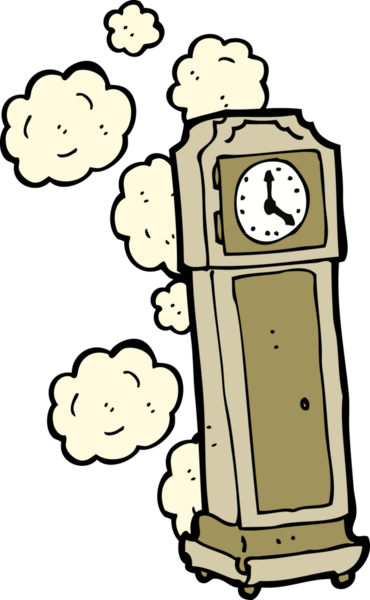 Bir insan tarafından çizilmiş eski bir büyükbaba saati.