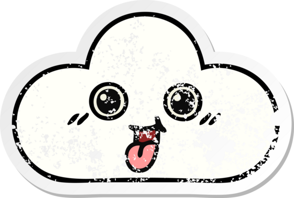 Bir insan tarafından çizilmiş şirin bir karikatür bulutunun sıkıntılı çıkartması.