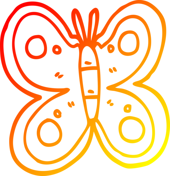 Bir insan tarafından çizilmiş kocaman bir kelebeğin sıcak çizgi çizimi.