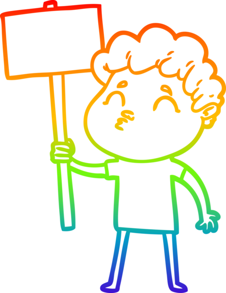 Gökkuşağı gradyan çizgi çizimi bir insan tarafından çizilen bir çizgi film adamı