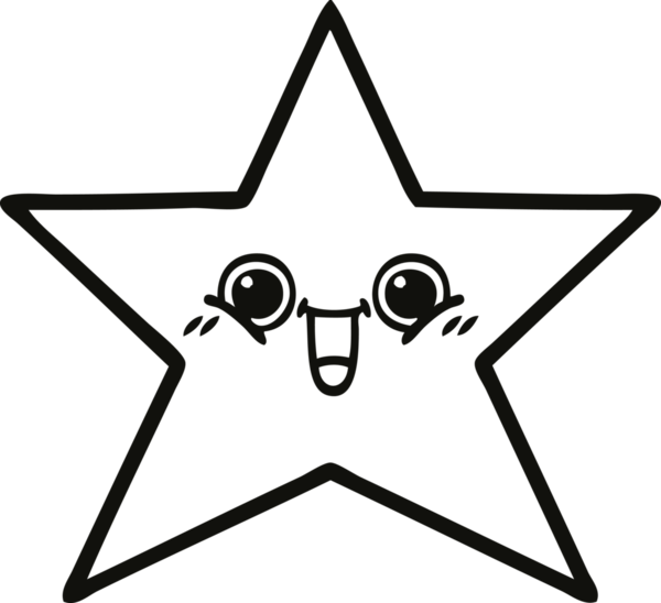 Bir insan tarafından çizilmiş altın yıldızın çizgi çizimi.