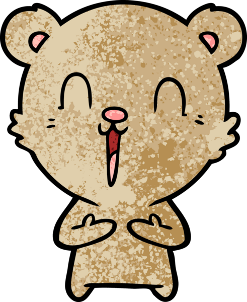 Bir insan tarafından çizilmiş mutlu çizgi film ayısı.