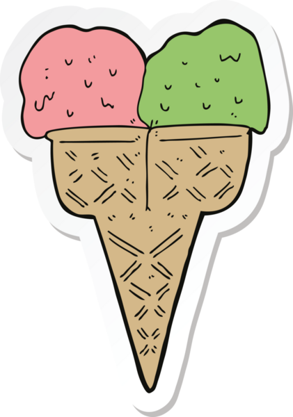 Bir insan tarafından çizilmiş karikatür dondurma etiketi.