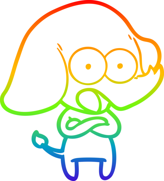 Gökkuşağı gradyan çizgisi bir insan tarafından çizilmiş şirin bir fil çizimi