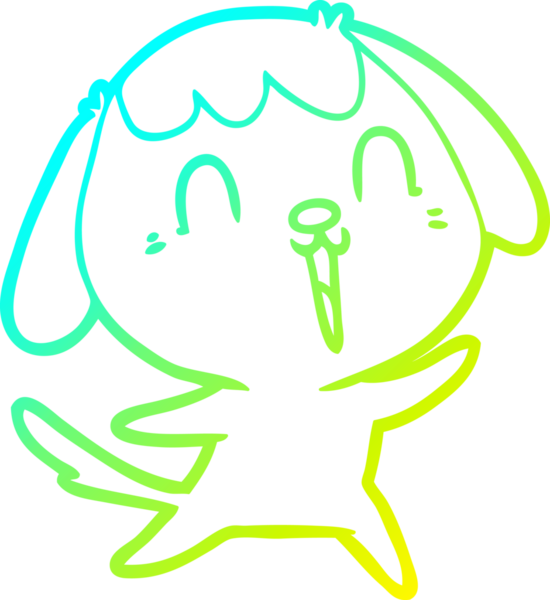 Bir insan tarafından çizilmiş şirin bir çizgi köpeğin soğuk gradyan çizgisi.