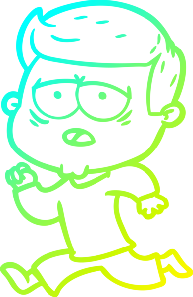 Bir insan tarafından çizilmiş, yorgun bir adamın soğuk çizgi çizimi.