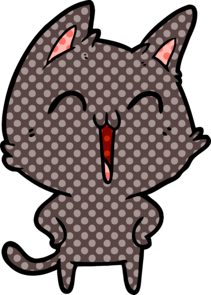 Mutlu çizgi film kedisi miyavlıyor bir insan tarafından