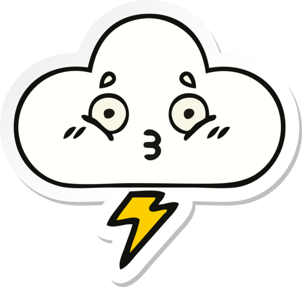 Bir insan tarafından çizilmiş şirin bir gökgürültüsü bulutunun çıkartması.