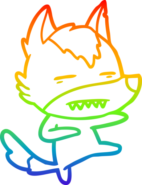 gökkuşağı gradyan çizgi çizimi bir insan tarafından çizilmiş bir kurt çizimi