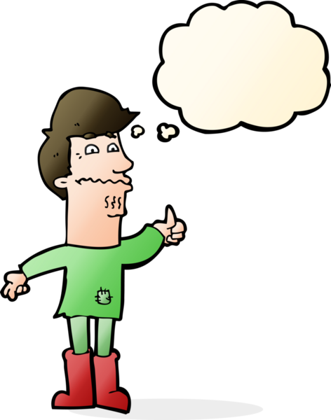 Bir insan tarafından çizilmiş düşünce baloncuğu olan sinirli bir adam.