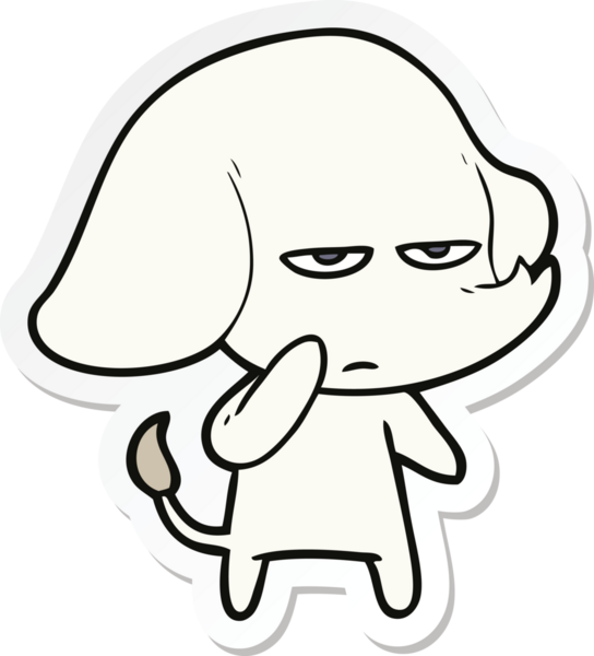 Bir insan tarafından çizilmiş kızgın bir filin çıkartması.