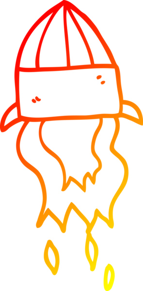 Bir insan tarafından çizilen çizgi roket fırlatmasının sıcak gradyan çizgisi