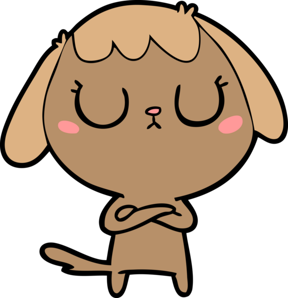 Bir insan tarafından çizilmiş şirin bir çizgi film köpeği.