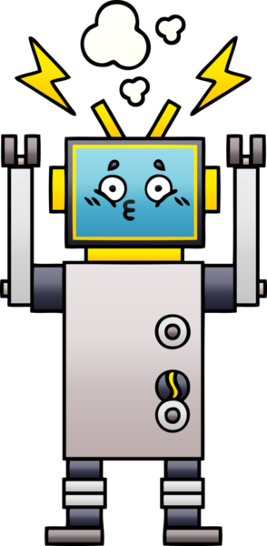 Bir insan tarafından çizilmiş bir robotun gölgelenmiş çizimi