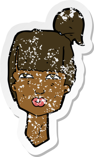 Bir insan tarafından çizilmiş bir karikatür kadın kafasının gerilimli çıkartması.