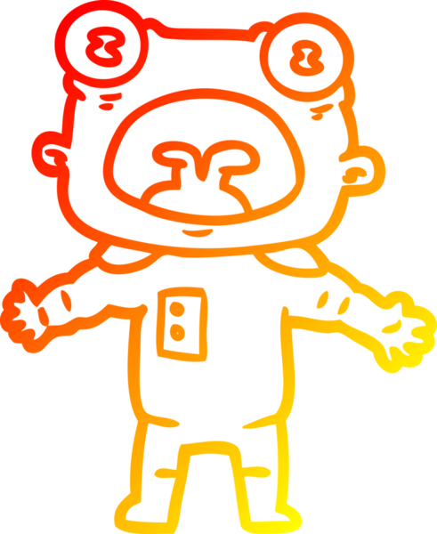 Bir insan tarafından çizilen garip uzaylı çizgi filminin sıcak gradyanı.