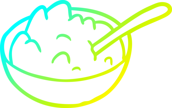 Bir insan tarafından çizilmiş bir kase lapanın soğuk gradyan çizgisi.