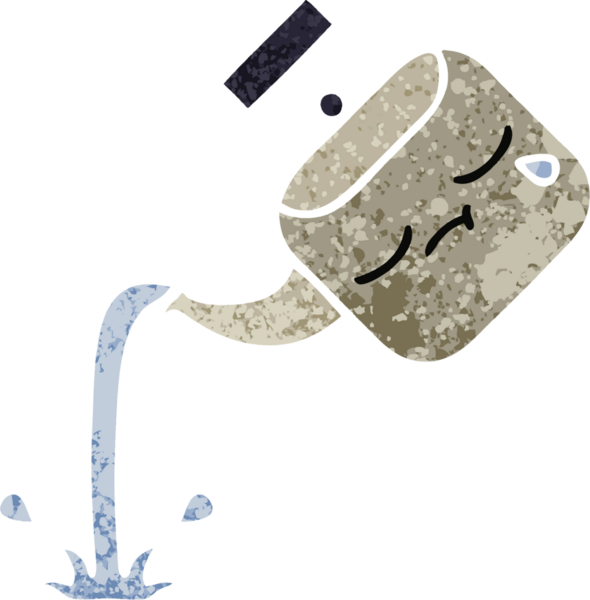 Bir insan tarafından çizilmiş bir çaydanlığın retro çizim tarzı karikatürü