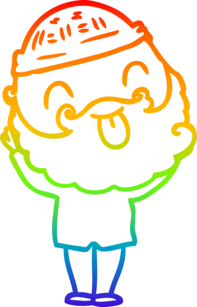 Gökkuşağı gradyan çizgisi sakallı bir adamın bir insan tarafından çizilmiş dili.