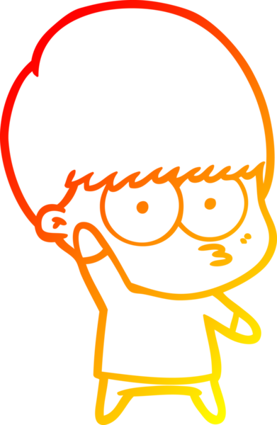 Bir insan tarafından çizilmiş gergin bir çizgi film çocuğunun çizimi.