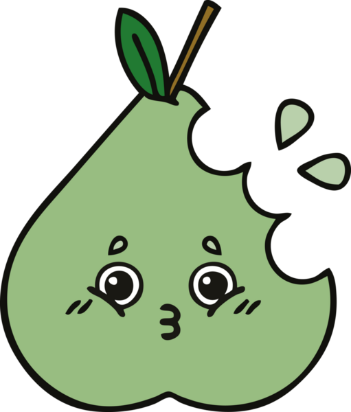 Bir insan tarafından çizilmiş armut karikatürü.