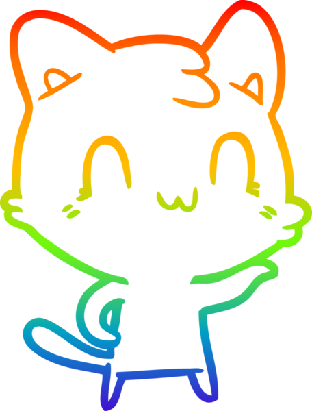 gökkuşağı gradyan çizgi çizimi Bir insan tarafından çizilmiş mutlu kedi