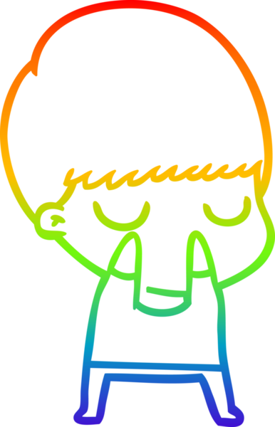 Gökkuşağı gradyan çizgi çizimi bir insan tarafından çizilmiş sakin bir çocuk