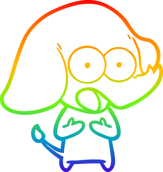 Gökkuşağı gradyan çizgisi bir insan tarafından çizilmiş şirin bir fil çizimi