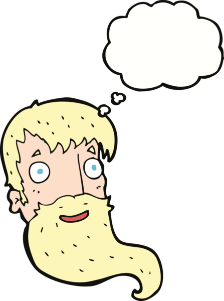 Bir insan tarafından çizilmiş düşünce balonlu sakallı bir adam.