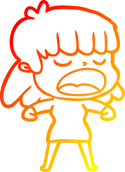 Bir insan tarafından yüksek sesle çizilmiş bir çizgi film kadını çizimi.