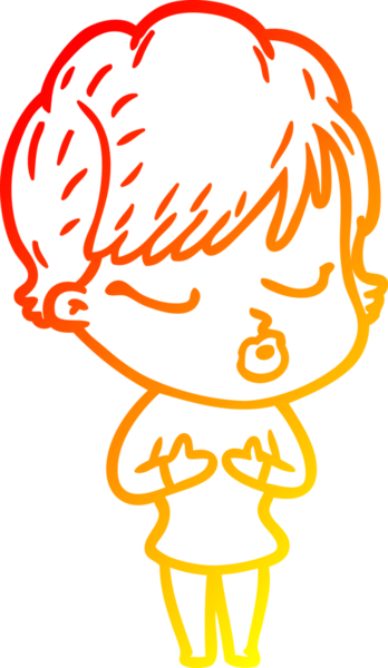 Bir insan tarafından çizilmiş gözleri olan çizgi film kadını çizimi.