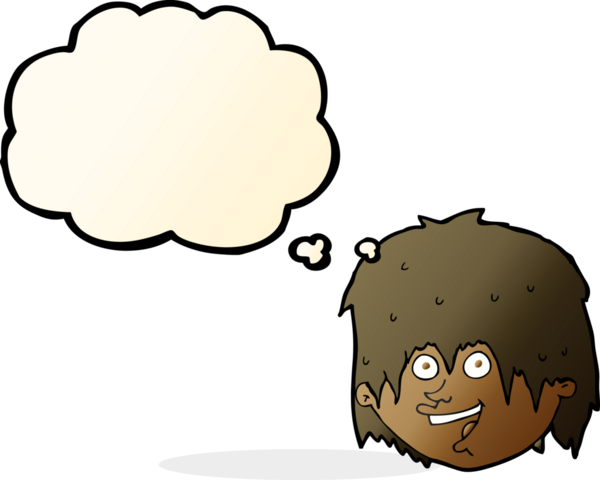 Bir insan tarafından çizilmiş düşünce balonlu mutlu adam çizgi filmi.