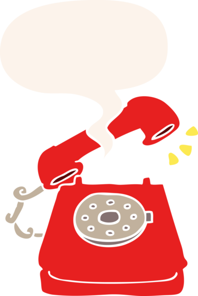 bir insan tarafından çizilmiş, konuşma baloncuklu çizgi film çalan telefon.