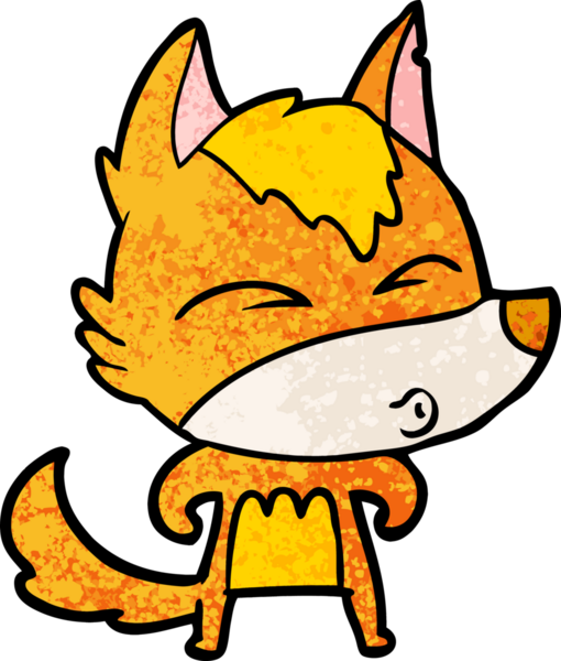 Bir insan tarafından çizilmiş tilki çizgi film karakteri