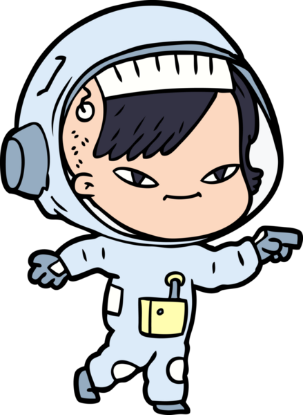 Bir insan tarafından çizilmiş astronot kadın.