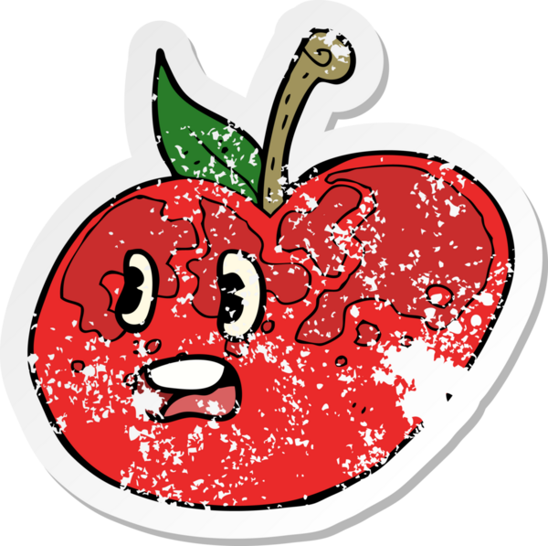 Bir insan tarafından çizilmiş elma karikatürünün gerilimli yapıştırması.