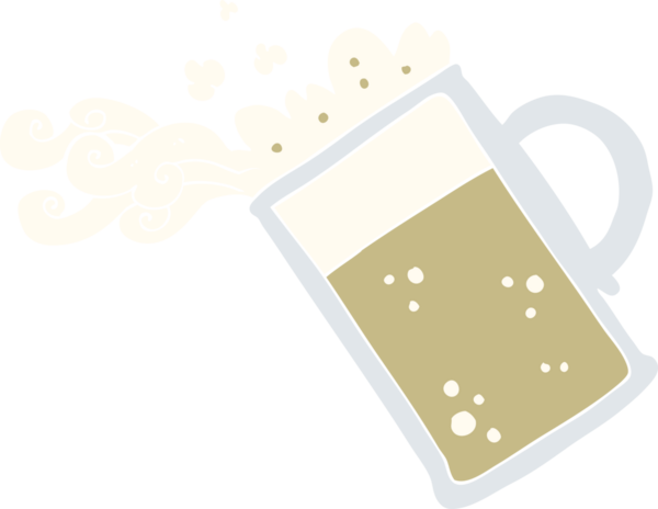 Bir insan tarafından çizilen biranın düz renk çizimi