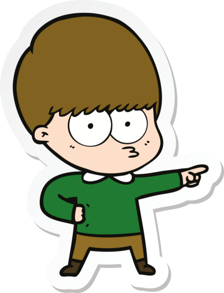 Bir insan tarafından çizilmiş sinirli bir çizgi film çocuğunun çıkartması.