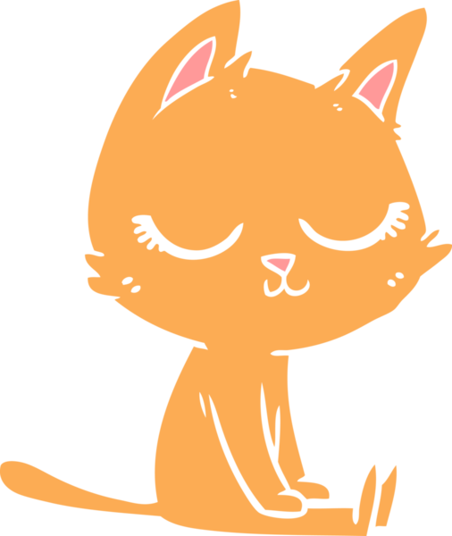 Bir insan tarafından çizilmiş düz renkli çizgi film kedisi