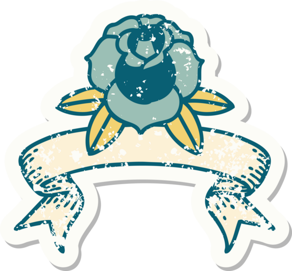 Bir insan tarafından çizilmiş çiçeğin bayrağını taşıyan eski bir etiket.