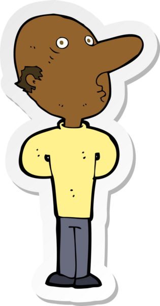 Bir insan tarafından çizilmiş kel bir adamın çıkartması.