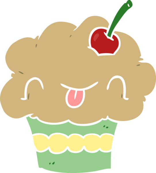 Bir insan tarafından çizilmiş düz renkli çizgi film keki.