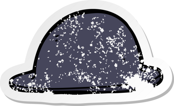 Bir insan tarafından çizilmiş eski bir melon şapkanın gerilimli çıkartması.