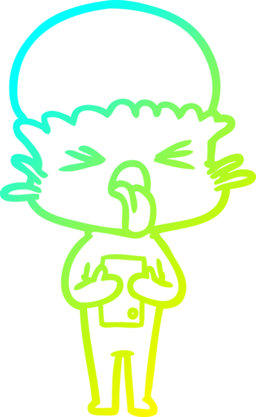 Bir insan tarafından çizilmiş iğrenç bir çizgi film uzaylısının soğuk gradyan çizimi